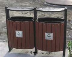 供应户外单桶双桶垃圾桶钢木垃圾桶果皮箱厂家批发