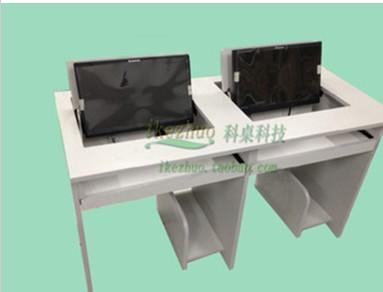 供应多功能液晶屏翻转式电脑桌 会议桌电脑翻转三人厂家直销