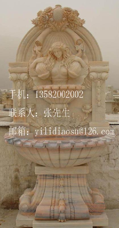 供应石雕壁泉，大理石壁泉，别墅喷水池