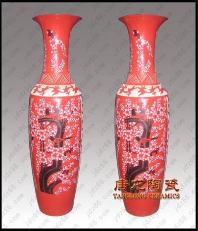 供应景德镇中国红陶瓷大花瓶 装饰品 乔迁礼品 开业礼品陶瓷大花瓶