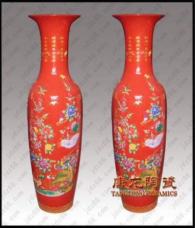 供应景德镇中国红陶瓷大花瓶 装饰品 乔迁礼品 开业礼品陶瓷大花瓶