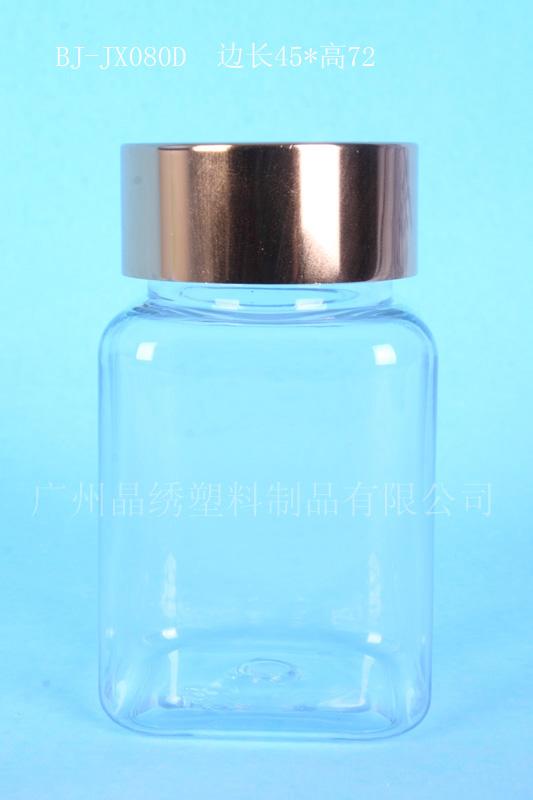 佛山铝盖塑料瓶 80CCPET透明方型瓶批发