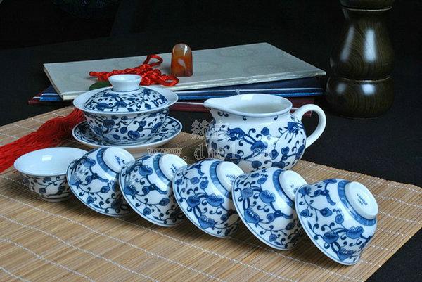 供应陶瓷青花功夫茶具批发价格，德化陶瓷青花功夫茶具