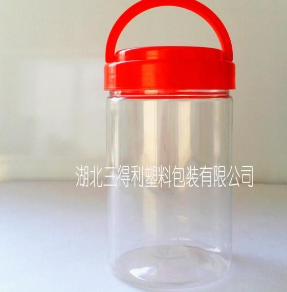1斤提手圆形蜂蜜瓶塑料透明食品罐批发