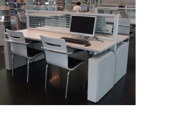 供应五人位弧形电子阅览桌阅览室专用桌电子教室桌子图书馆阅览桌