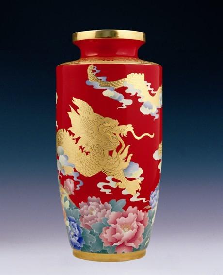 吉林红官窑，吉林红官窑茶杯，吉林红官窑花瓶，吉林红官窑艺术花瓶，