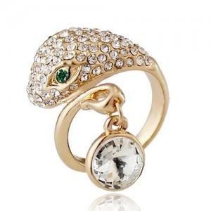 韩国流行时尚饰品白蛇传说水晶戒指批发