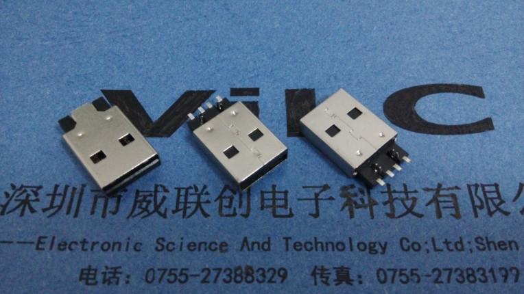 供应USB-A公鱼叉SMT模顶 PBT黑胶+LCP灰色胶芯 耐高温