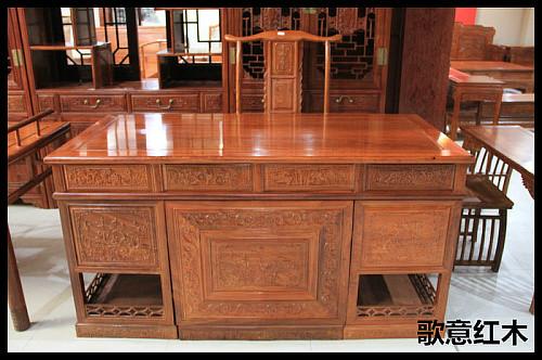供应小型红木办公桌-1.6米红木办公桌-花梨木红木办公桌图片