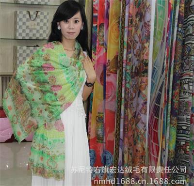 供应【爆款】新款羊绒围巾时尚丝滑手感厂家直销雪纺丝巾图片