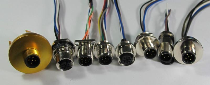 供应传感器M12防水插座，四针四孔，五针五孔带线插座图片