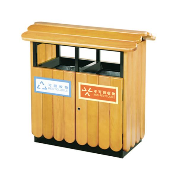 供应P-B119钢木分类垃圾桶 园林式分类垃圾箱 环保垃圾箱 果皮箱