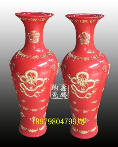 供应景德镇商务礼品大花瓶 中国红花瓶