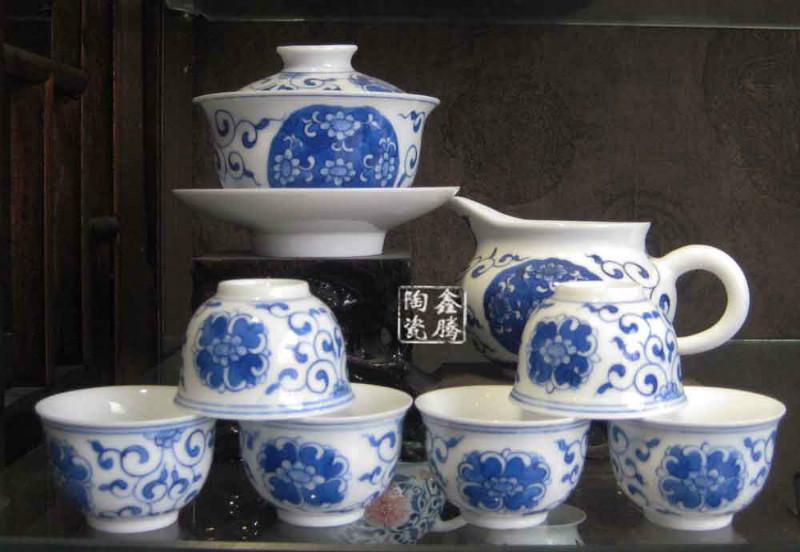 供应陶瓷茶具-青花瓷茶具-纯手工制作，手工礼品，套装茶具