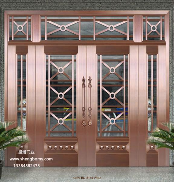 供应用于别墅的内蒙古呼和浩特生产销售铜门定做内蒙古盛博自动门窗有限公司出众的品质，卓越的性能图片