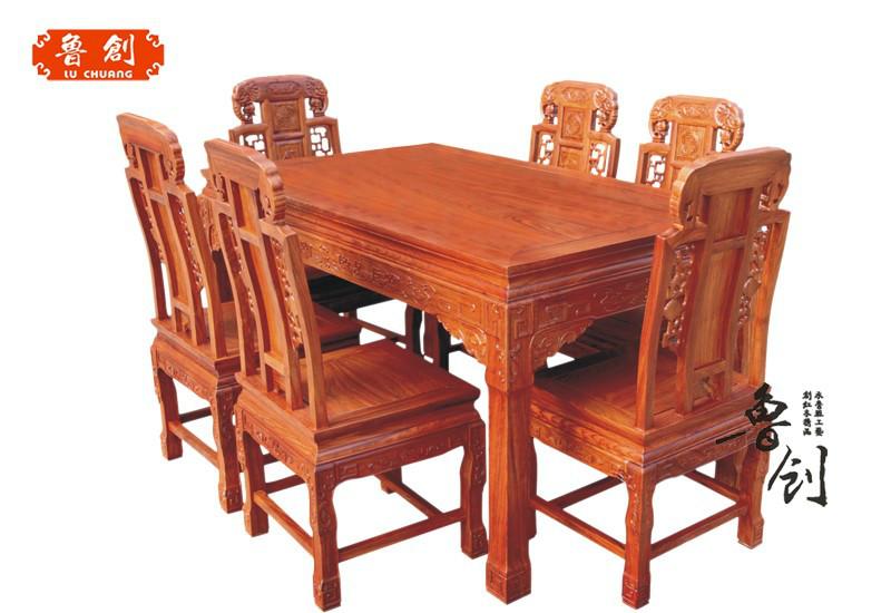 鲁创红木公司 东阳红木厂家 红木餐桌 红木家具 福禄寿餐桌图片