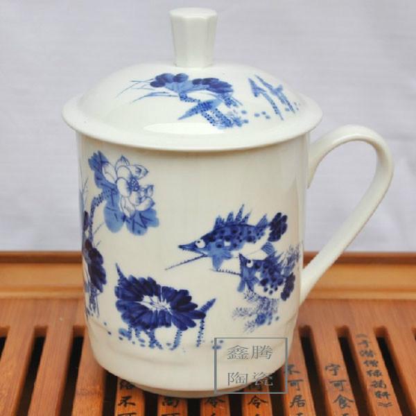 供应精品茶杯-青花瓷花鸟杯，陶瓷茶杯批发