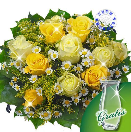 供应德国鲜花11枝玫瑰三月花城国际鲜花配送到德国柏林不莱梅法兰克福