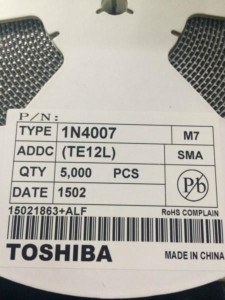 供应1N4007整流二极管TOSHIBA东芝丝印M7