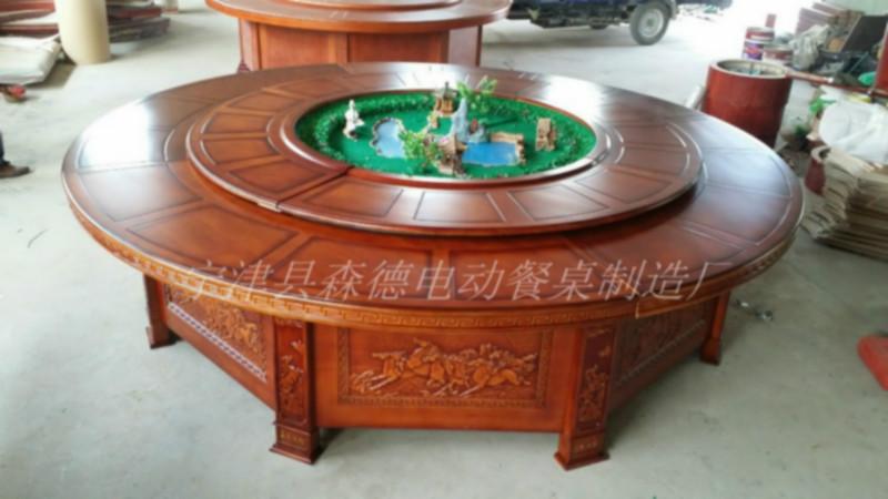 供应酒店电动餐桌/中式古典实木餐桌