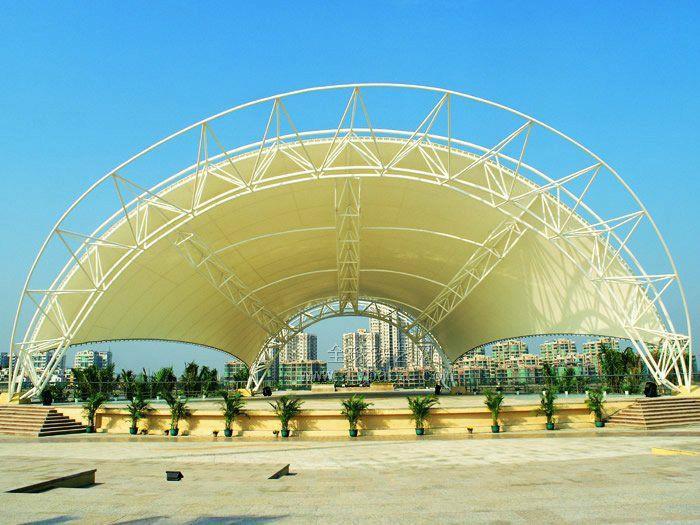 供应郑州公园广场膜结构舞台遮阳棚工程图片