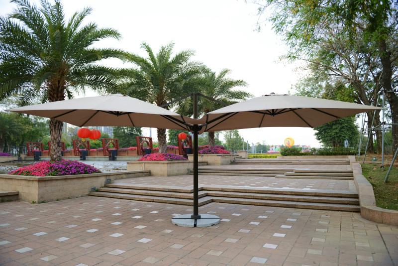 供应成都双开罗马伞双头吊伞，户外庭院大太阳伞批发，3米双头户外伞价格