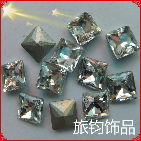 供应义乌批发4X4MM正方形尖底水晶钻