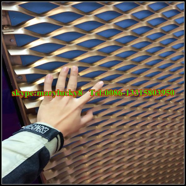 供应金色阳极氧化铝板拉伸网幕墙装饰网