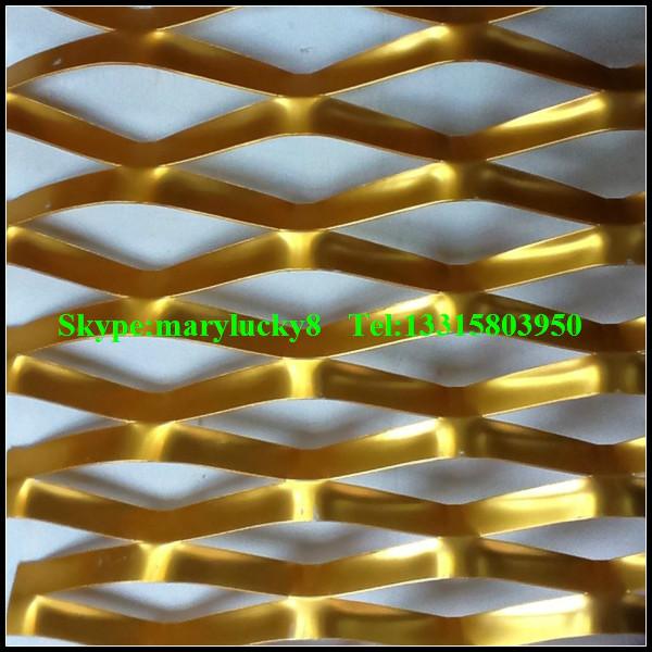 供应金色阳极氧化铝板拉伸网幕墙装饰网