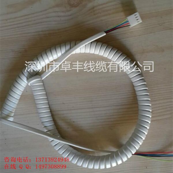 供应白色5芯拉伸曲线 可加工端子螺旋电线电缆弹簧电线规格