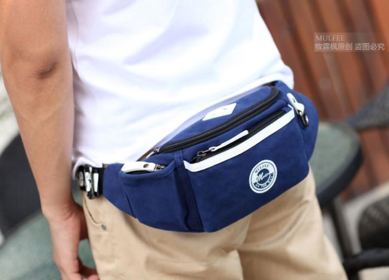 供应新款韩版时尚男士腰包帆布小包户外运动胸包休闲小包