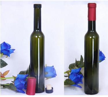 供应375ml高档红酒瓶批发墨绿色冰酒瓶 透明红酒玻璃瓶生产厂家