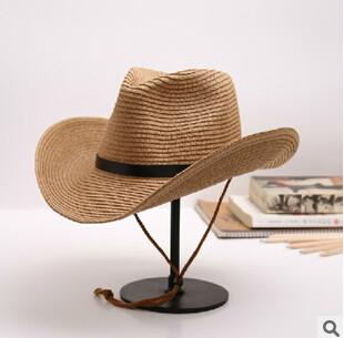 供应批发男士西部牛仔帽可折叠女士草帽沙滩遮阳帽大沿帽夏天礼帽子图片