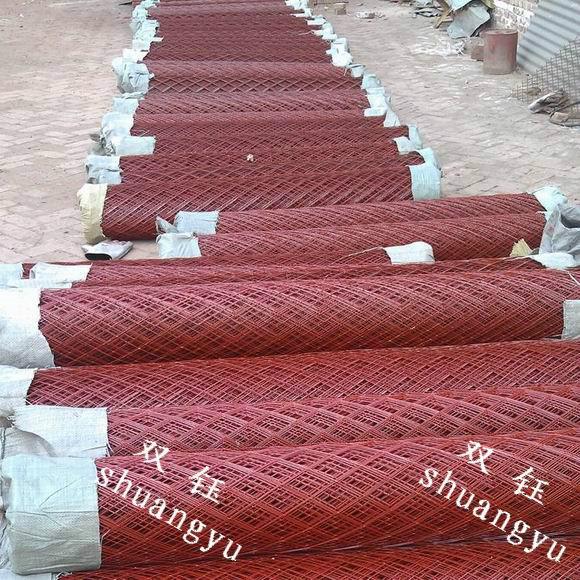 厂家发货武汉护坡钢板网_100刀钢板网_红漆支护钢板网