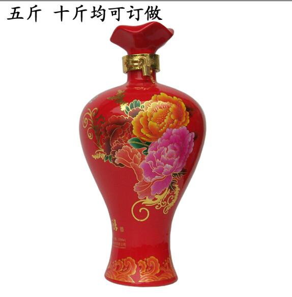 中国红5斤装陶瓷酒瓶批发