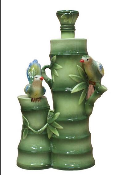 供应10斤花鸟竹子珐琅瓷酒瓶，陶瓷酒瓶批发酒瓶订做，订购13879808912。